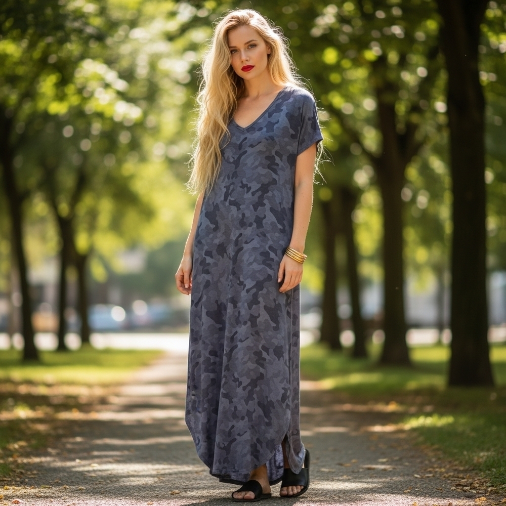 NWOT Lularoe "Macy" Camo Maxi Dress